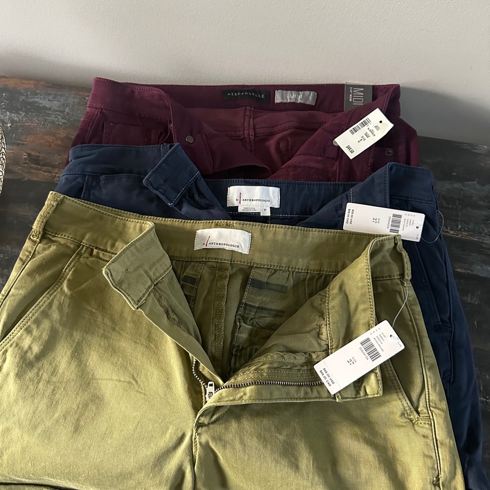 Anthropologie and Madewell Pants Set - Olive, Navy, Burgundy